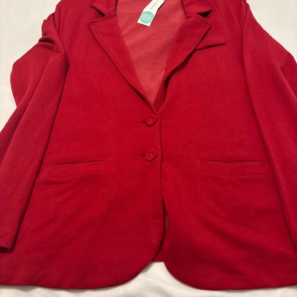 Tart Red Kaylie French Terry Blazer 2 Button SZ XL Career Casual Rayon Cotton - Picture 5 of 15